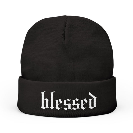 Blessed Embroidered Knit Beanie